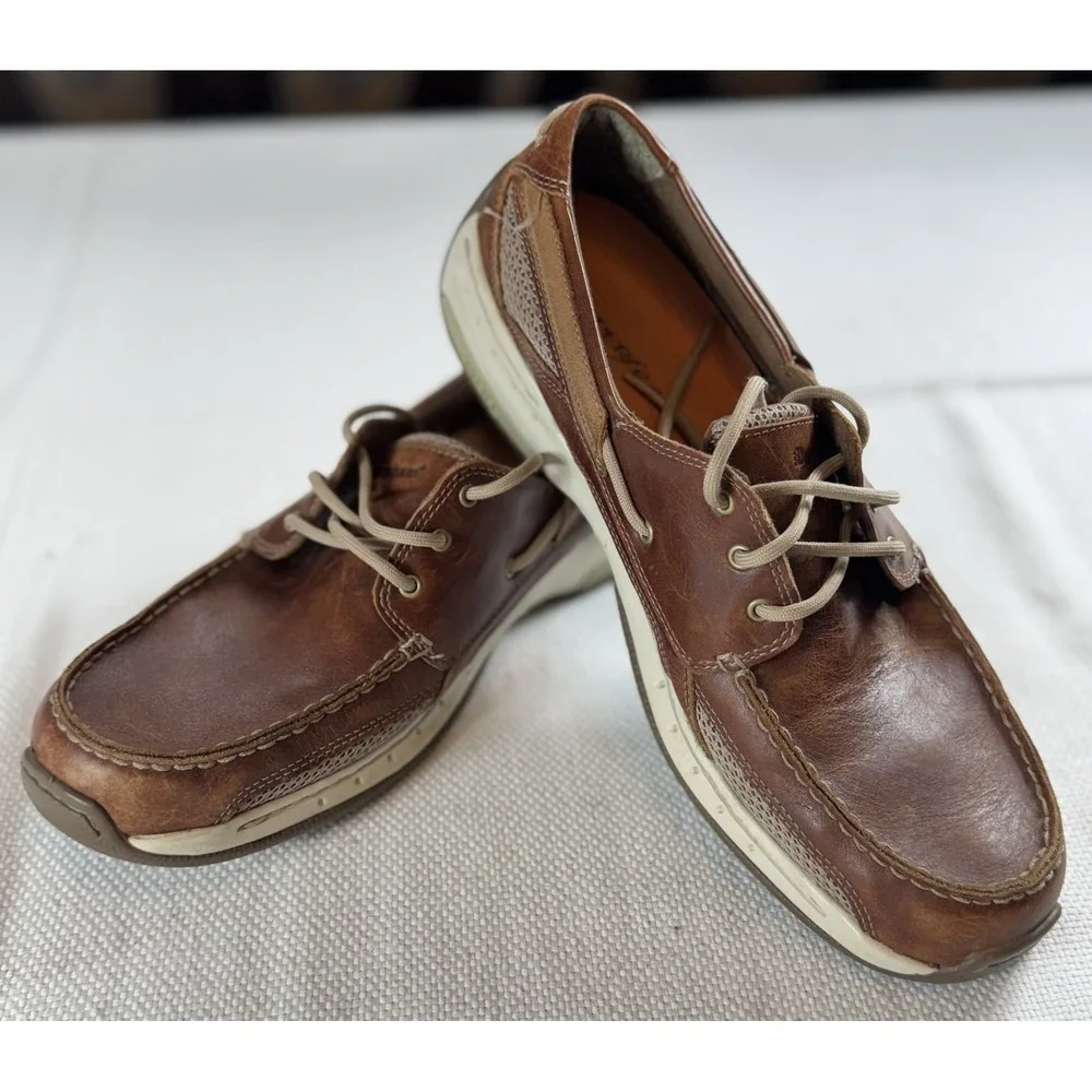 Dunham Shoes Mens Size 11.5 D Brown Leather Boat Style Walking‎ Comfort Rollbar